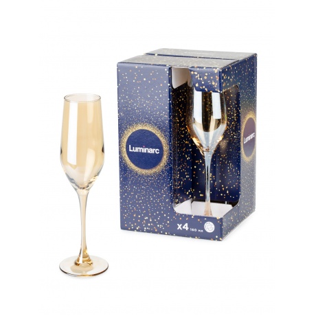 Набор бокалов для шампанского ЗОЛОТОЙ МЕД 4шт 160мл LUMINARC P9307 - фото 4