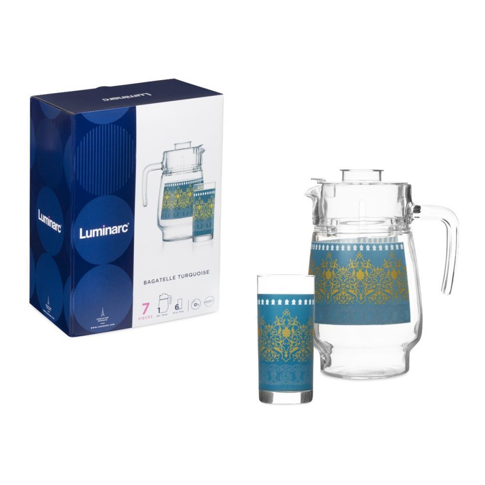 Набор питьевой BAGATELLE TURQUOISE 7 предметов LUMINARC Q8814 набор из трех стеклянных банок для хранения 300 мл kw ss sjst gls 300 smart solutions