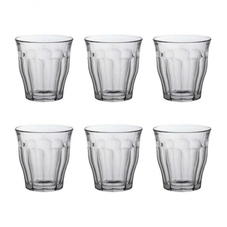 Набор стаканов французских PICARDIE прозрачные 6шт 250мл DURALEX 1027AB06D0111 - фото 1
