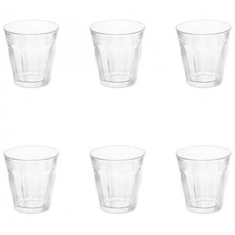 Набор стаканов французских PICARDIE прозрачные 6шт 310мл DURALEX 1028AB06A0111 - фото 1