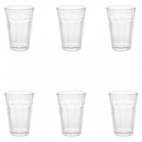 Набор стаканов французских PICARDIE прозрачные 6шт 360мл высокие DURALEX 1029AB06D0111 - фото 1