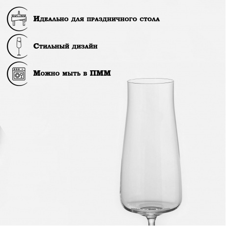 Набор бокалов для шампанского CRYSTALEX ALEX 210мл 6шт - фото 6