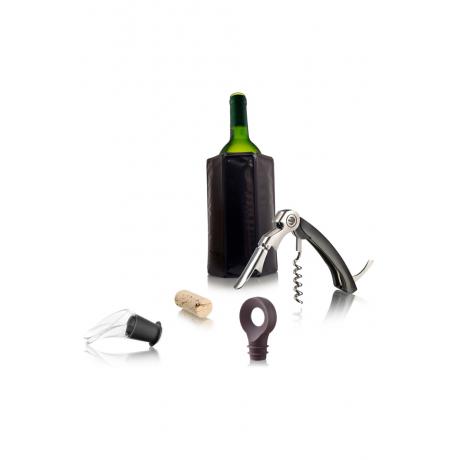 Подарочный набор для вина VACU VIN: рубашка для вина, двухшарнирный штопор, каплеуловитель, пробка - фото 2