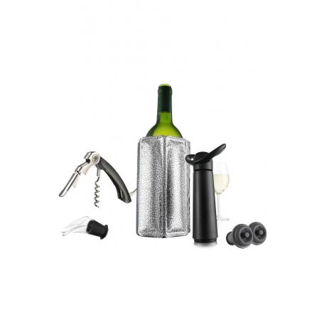 Подарочный набор для вина VACU VIN: штопор, рубашка для вина, вакуум. насос с пробкой, каплеуловитель - фото 2