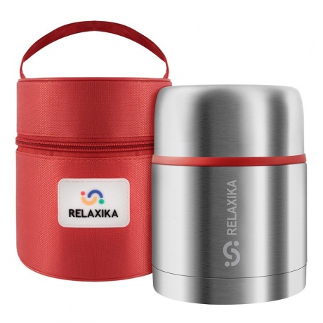 Термос для еды Relaxika 301 (0,5 литра) в чехле, стальной - фото 5