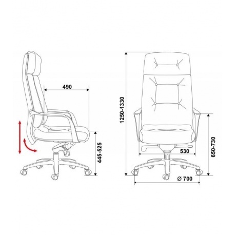 Кресло руководителя Бюрократ Dao/BROWN коричневый кожа - фото 6