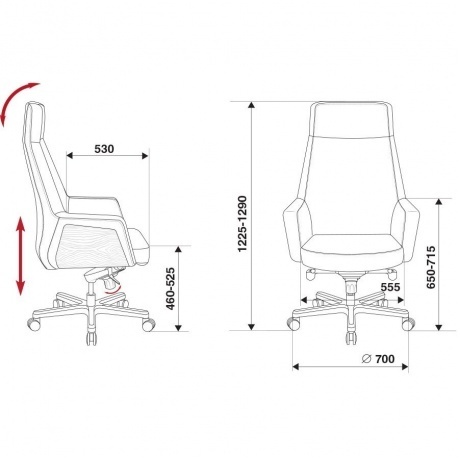 Кресло руководителя Бюрократ Antonio/BLACK черный кожа - фото 4