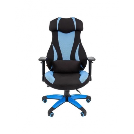 Компьютерное кресло Chairman game 14 чёрное/голубое - фото 2