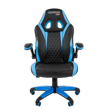 Компьютерное кресло Chairman game 15 чёрный/голубой - фото 2