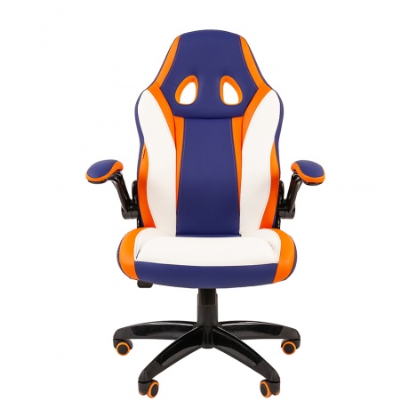 Кресло игровое Chairman game 15 синий/белый/оранжевый - фото 2