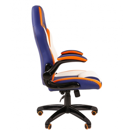 Кресло игровое Chairman game 15 синий/белый/оранжевый - фото 3