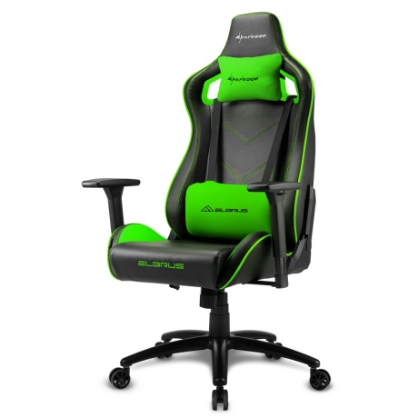 Кресло игровое Sharkoon Elbrus 2 чёрно-зелёное - фото 1