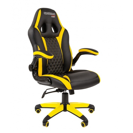 Компьютерное кресло Chairman game 15 чёрный/желтый (экокожа, 00-07028512) - фото 1