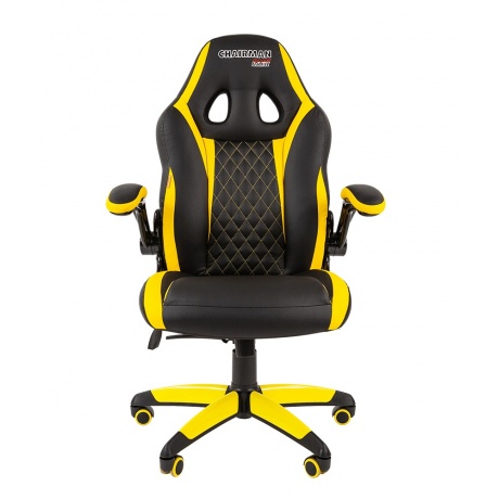 Компьютерное кресло Chairman game 15 чёрный/желтый (экокожа, 00-07028512) - фото 2