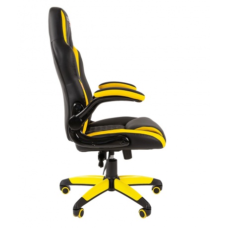 Компьютерное кресло Chairman game 15 чёрный/желтый (экокожа, 00-07028512) - фото 3