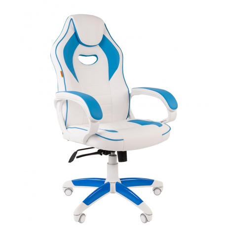 Компьютерное кресло Chairman game 16 белый/голубой (экокожа, 00-07030049) - фото 1