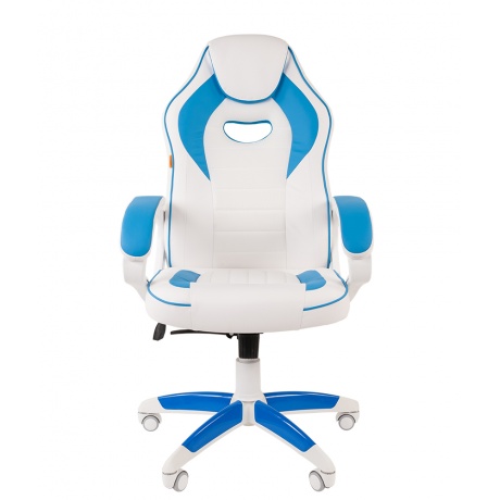 Компьютерное кресло Chairman game 16 белый/голубой (экокожа, 00-07030049) - фото 2