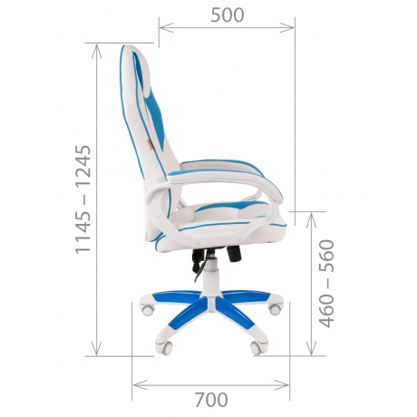 Компьютерное кресло Chairman game 16 белый/голубой (экокожа, 00-07030049) - фото 5