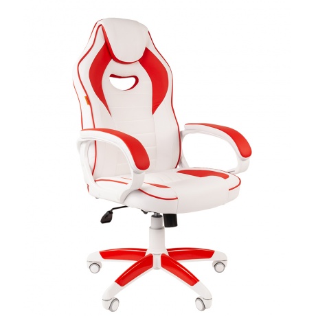 Компьютерное кресло Chairman game 16 белый/красный (экокожа, 00-07030050) - фото 1