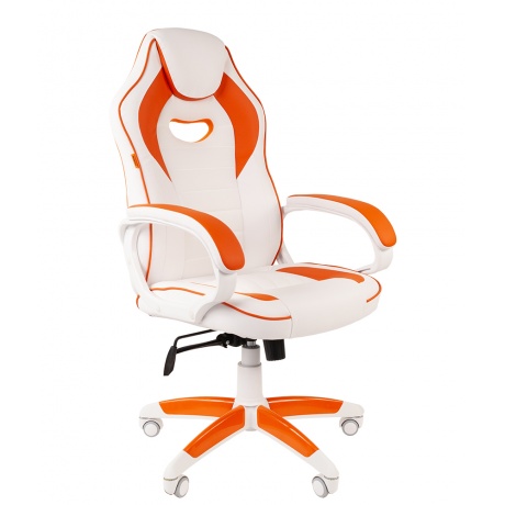Компьютерное кресло Chairman game 16 белый/оранжевый (экокожа, 00-07030051) - фото 1