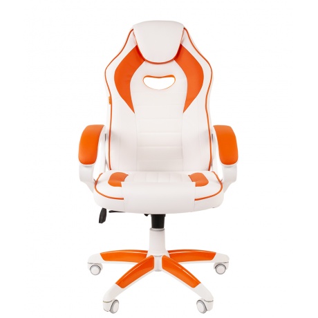 Компьютерное кресло Chairman game 16 белый/оранжевый (экокожа, 00-07030051) - фото 2