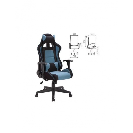 Компьютерное кресло BRABIX GT Racer GM-100 (две подушки ткань черное/голубое) - фото 1