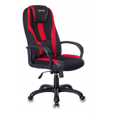 Кресло игровое Бюрократ VIKING-9/BL+RED черный/красный искусст.кожа/ткань - фото 1
