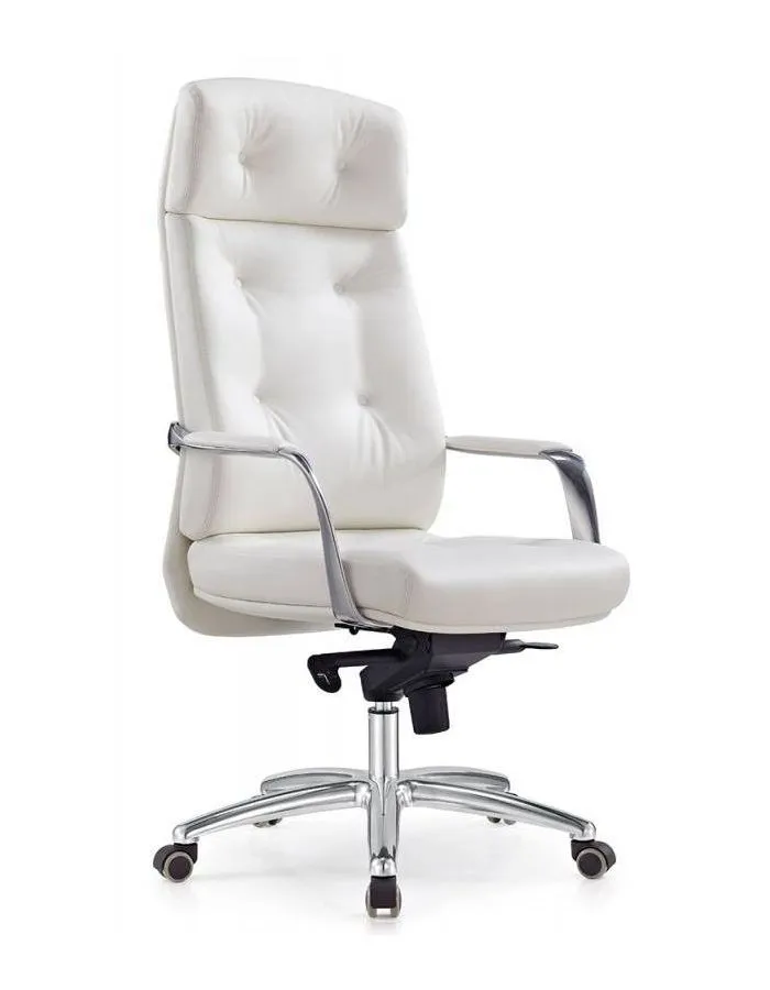Кресло руководителя Бюрократ _DAO/WHITE белый кожа крестовина алюминий - фото 1