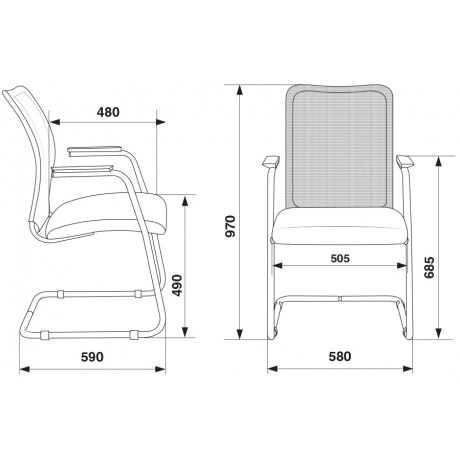 Кресло Бюрократ CH-599AV/TW-11 на полозьях черный TW-01 сиденье черный TW-11 сетка/ткань - фото 5