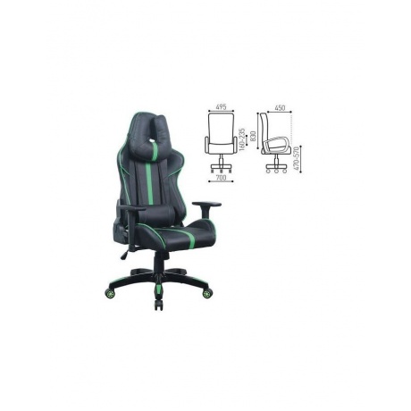 Кресло компьютерное BRABIX GT Carbon GM-120 две подушки экокожа черное/зеленое - фото 1