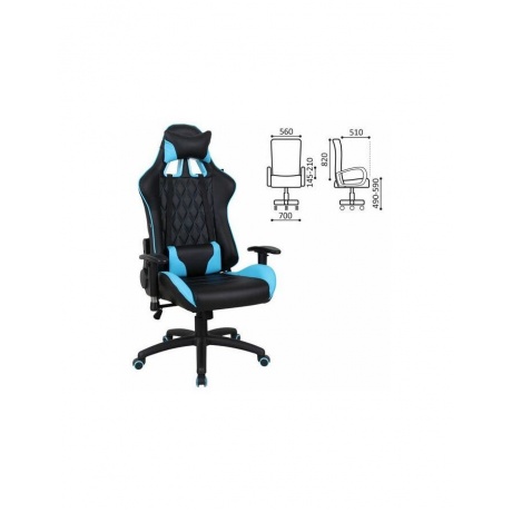 Компьютерное кресло BRABIX GT Master GM-110 две подушки экокожа черное/голубое - фото 1