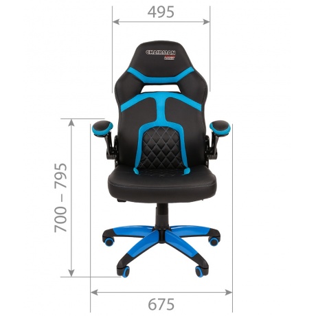 Компьютерное кресло Chairman game 18 чёрное/голубое - фото 4