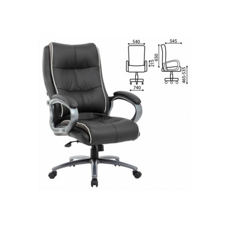 Компьютерное кресло BRABIX PREMIUM Strong HD-009, НАГРУЗКА до 200 кг, экокожа черная, ткань серая, 531945 - фото 2