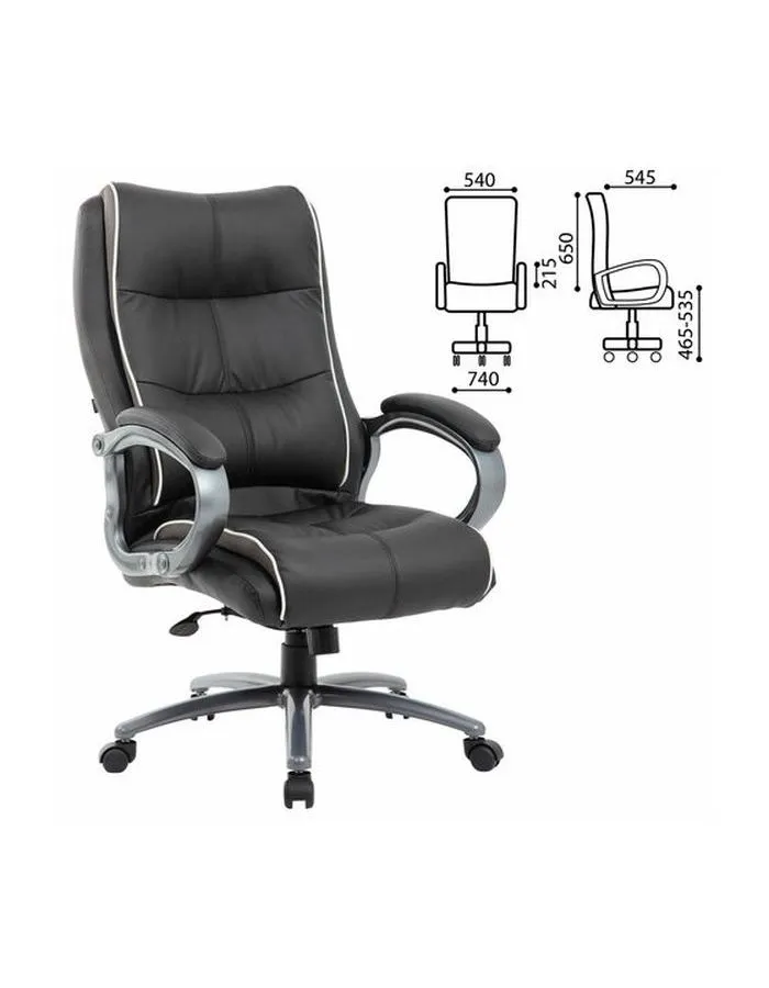 Компьютерное кресло BRABIX PREMIUM Strong HD-009, НАГРУЗКА до 200 кг, экокожа черная, ткань серая, 531945 - фото 2