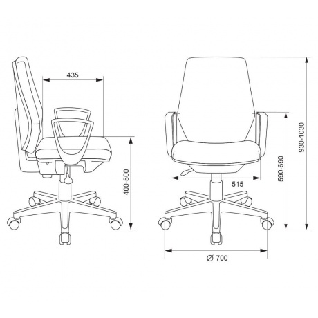 Кресло компьютерное Бюрократ CH-545 серый - фото 5