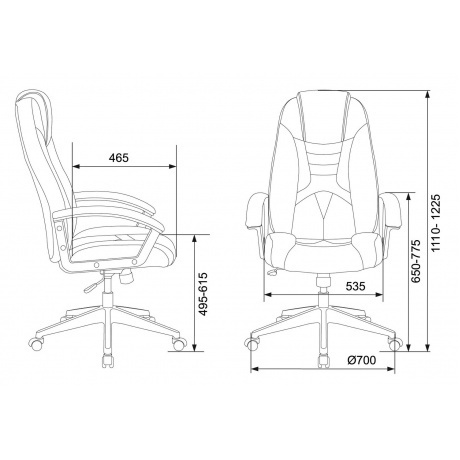 Кресло компьютерное Бюрократ Zombie 8 черный/синий искусственная кожа - фото 6
