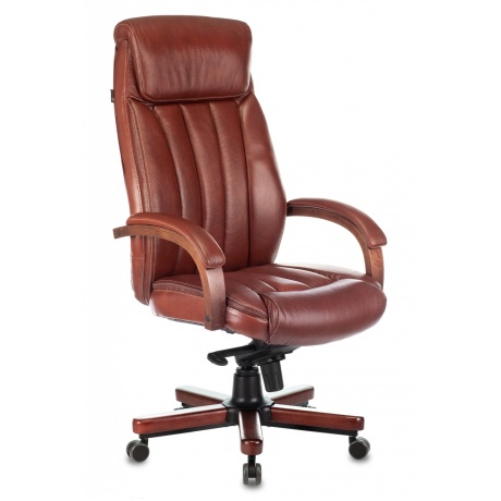 Кресло руководителя Бюрократ T-9922WALNUT светло-коричневый Leather Eichel - фото 1