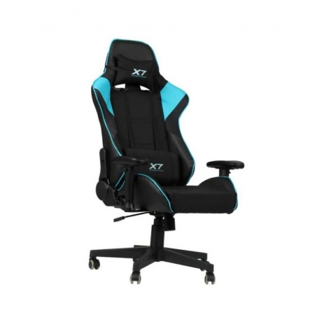 Кресло игровое A4Tech X7 GG-1100 черный/голубой текстиль/эко.кожа - фото 2