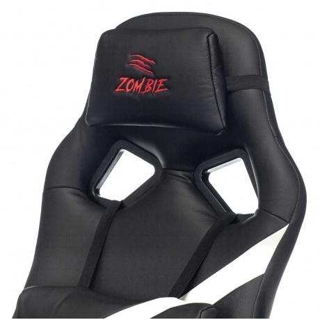Кресло игровое Бюрократ Zombie DRIVER черный/белый эко.кожа - фото 8