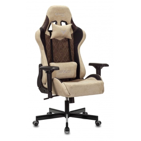 Кресло игровое Бюрократ Zombie VIKING 7 KNIGHT Fabric коричневый/бежевый текстиль/эко.кожа - фото 1