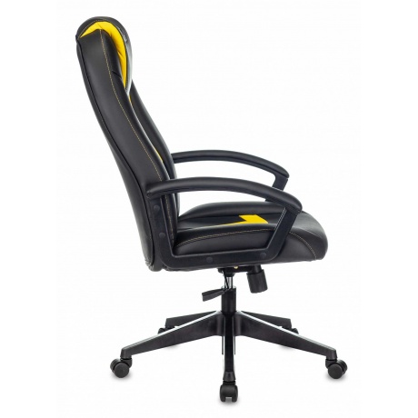 Кресло игровое Бюрократ Zombie 8 черный/желтый эко.кожа - фото 3