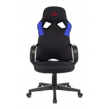 Кресло игровое Бюрократ Zombie RUNNER черный/синий текстиль/эко.кожа - фото 2