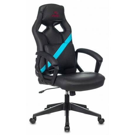 Кресло игровое Бюрократ Zombie DRIVER черный/голубой эко.кожа - фото 1