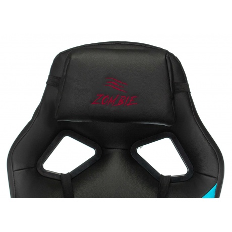 Кресло игровое Бюрократ Zombie DRIVER черный/голубой эко.кожа - фото 6