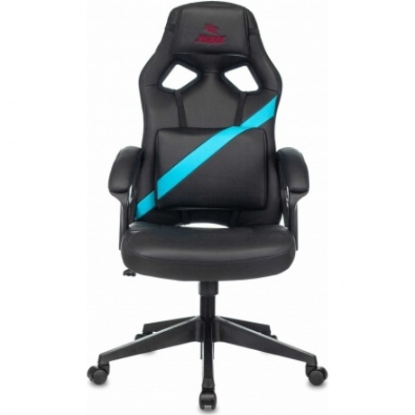 Кресло игровое Бюрократ Zombie DRIVER черный/голубой эко.кожа - фото 2