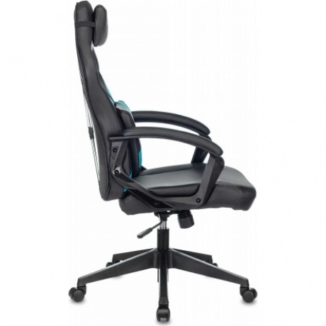 Кресло игровое Бюрократ Zombie DRIVER черный/голубой эко.кожа - фото 3