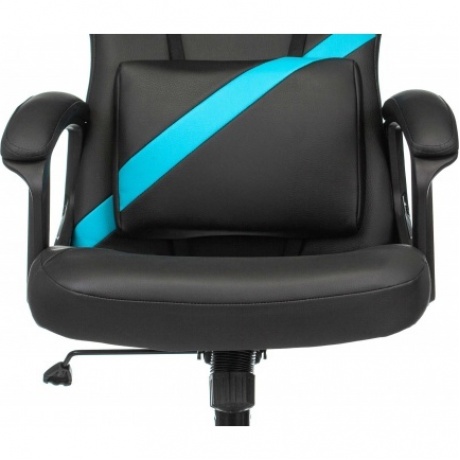 Кресло игровое Бюрократ Zombie DRIVER черный/голубой эко.кожа - фото 5