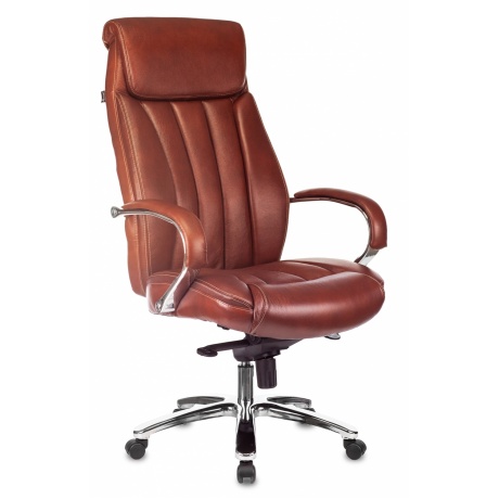 Кресло руководителя Бюрократ T-9922SL светло-коричневый Leather Eichel кожа крестовина металл хром - фото 1