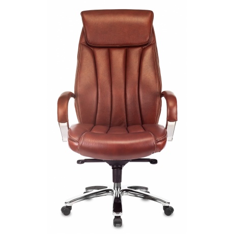 Кресло руководителя Бюрократ T-9922SL светло-коричневый Leather Eichel кожа крестовина металл хром - фото 2