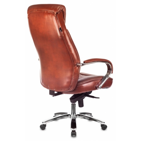 Кресло руководителя Бюрократ T-9922SL светло-коричневый Leather Eichel кожа крестовина металл хром - фото 4